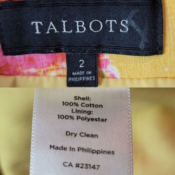 Talbots Skirt 2 Floral Garden Print 100% Cotton Pencil Mini Barkcloth Retro 60s - Picture 3 of 9